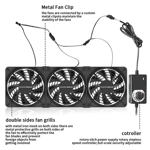 Imagen 2 del producto TEUCER 3000RPM 120MM gran volumen de aire 220V Btc máquina de minería estación de trabajo gabinete servidor caja sistema de refrigeración ventilador con adaptador