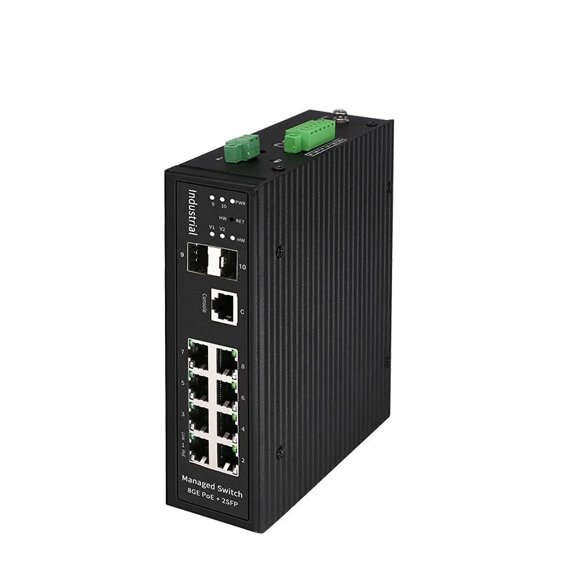Industrial DIN-Rail Full Gigabit 8 Port L2+ Managed Switch with 2 SFP Fiber Slot BT PoE Factory Price