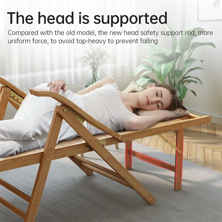 كرسي استرخاء قابل للطي من الخيزران بتصميم عصري خفيف الوزن، كرسي استلقاء للتشمس للأثاث المنزلي لحديقة فناء الشاطئ الخارجية #2