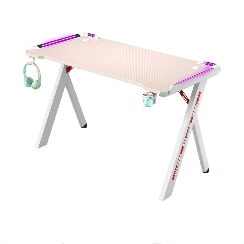 Manufacturer cross-border Internet cafe e-sports RGB game table, Internet cafe home computer table pink carbon fiber computer