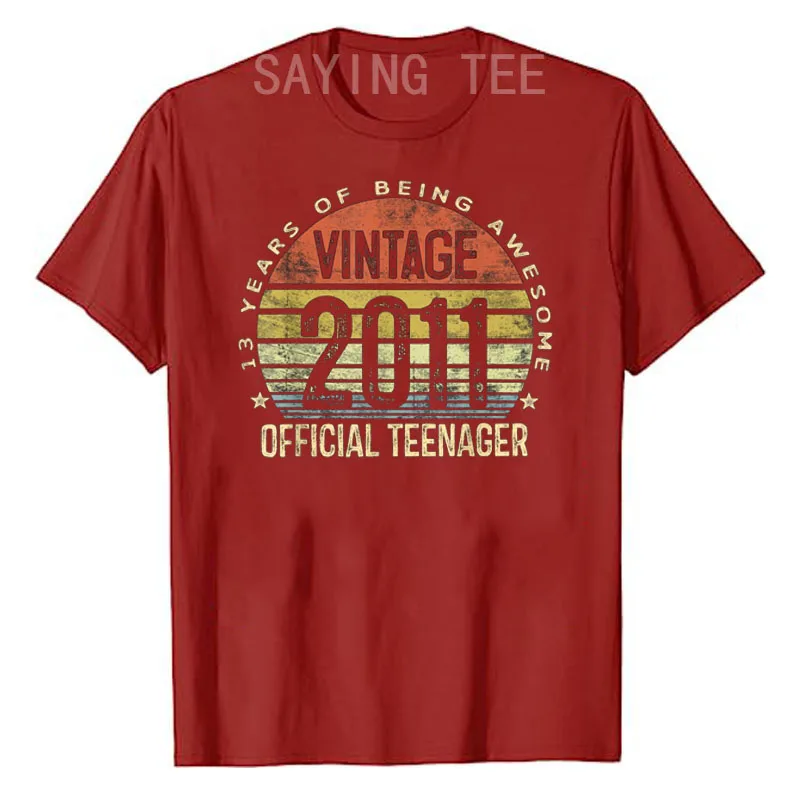 Vintage 2011 Official Teenager 13th Birthday Gifts 13 Yr Old T-Shirt Born in 2011 Boys Girls B-day Clothes Funny Saying Tee Tops