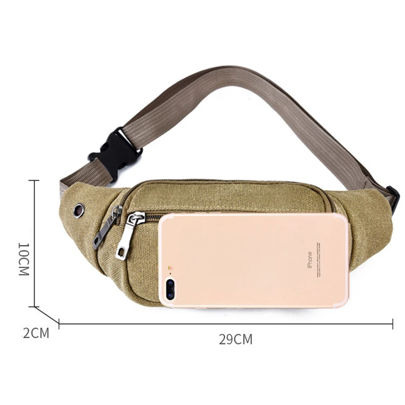 Casual Canvas Waist Bag Unisex Functional Waist Bag Mobile Phone Bag Men and Women Convenient Belt Bag