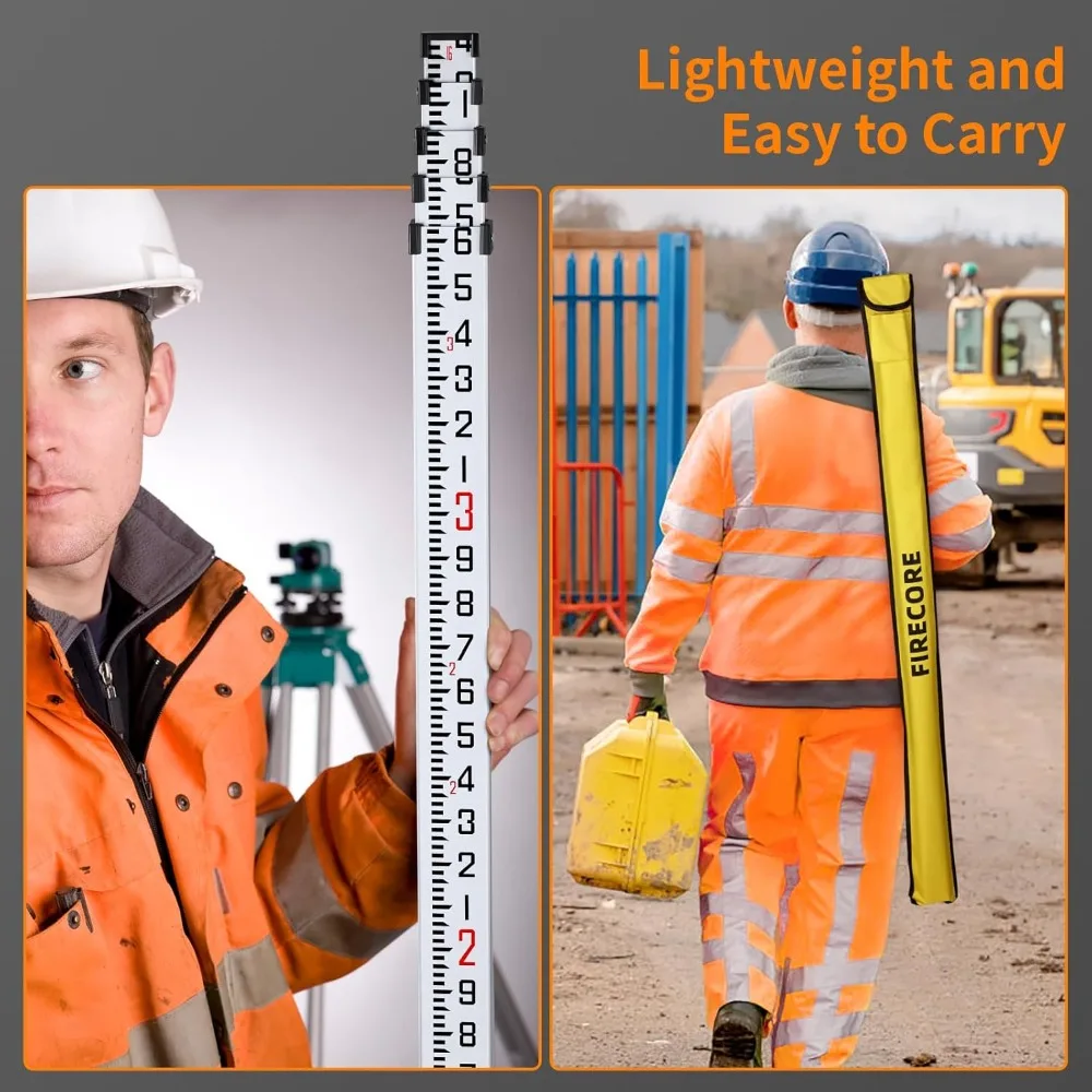 

16-Foot Aluminum Grade Rod - 10ths, 5 Sections Telescopic with Bubble Level-FLR500B