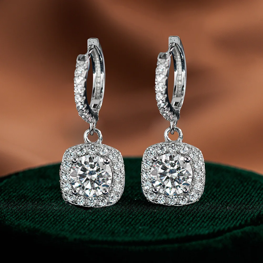 

S925 Sterling Silver Moissanite Earrings Luxury Square Moissanite Stud Earrings for Women Everyday Wear Fashion Jewelry Gift