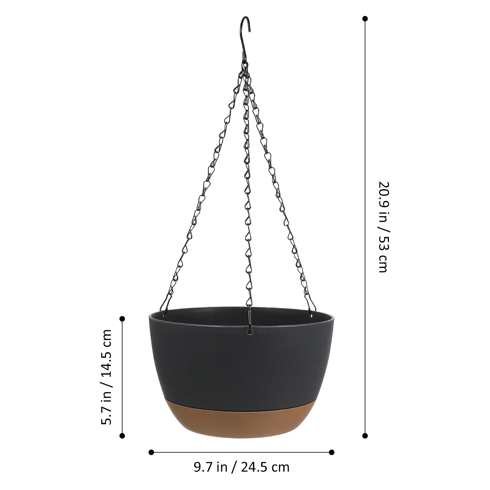 2 Set Basket Hanging Flower Pot Indoor Planter Flowerpot Wall Holder Dark Grey Pots For Plants Outdoor