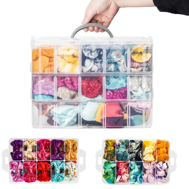 3-Tier Stackable Lego Storage Boxes Clear Plastics Adjustable Compartments Toy Container Bead Jewelry Sewing Supplies Organizer