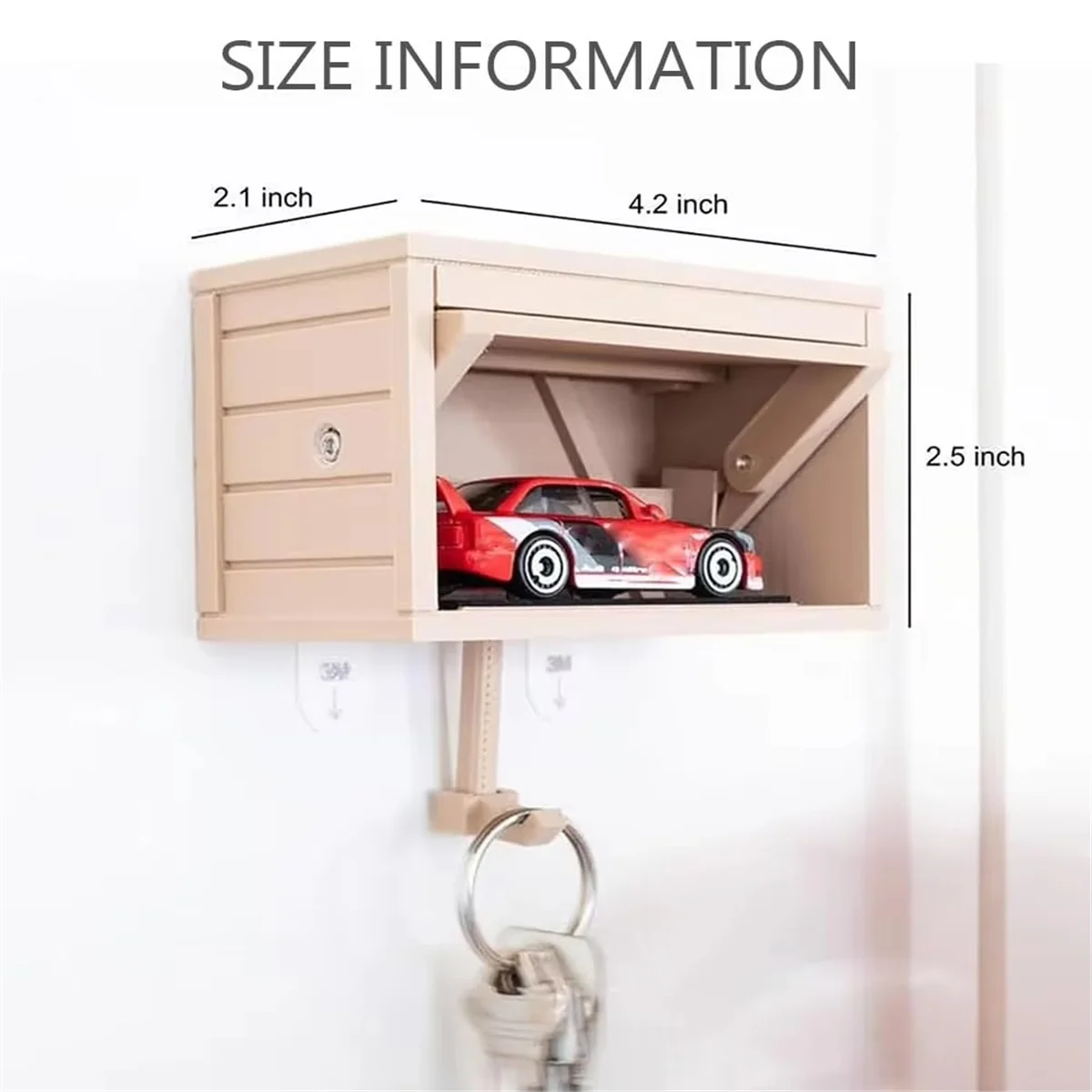 

ABNJ Key Holder for Wall, 3D Key Holder Wall Mount, Key Organizer Wall Mount, Hotwheel Car Garage with Opening Door