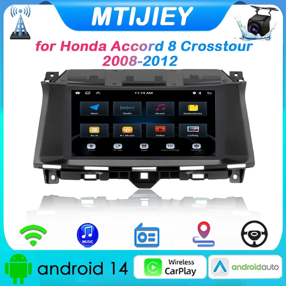 

Android 14 Car Radio Multimedia Video Player GPS Stereo Auto CarPlay Navigation BT For Honda Accord 8 Crosstour 2008 - 2012