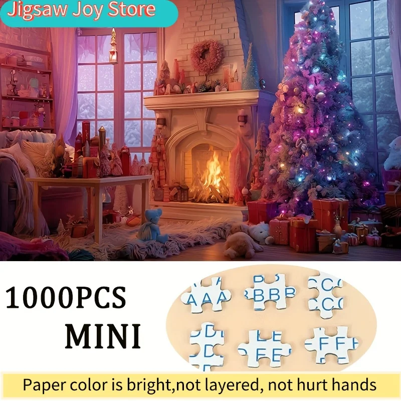 ปริศนากระดาษ 1,000 ชิ้นสำหรับผู้ใหญ่ที่มีดีไซน์เรื่อง “ต้นคริสต์มาสในห้องนั่งเล่นที่อบอุ่น” เหมาะสำหรับเกมปาร์ตี้และกิจกรรมต่างๆ