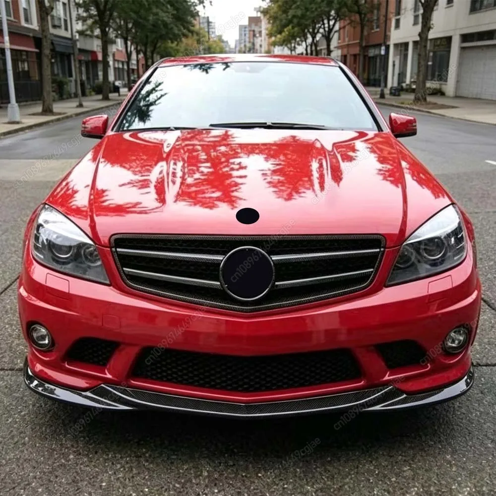 Car Front Chin Bumper Lip Spoiler For Mercedes Benz C-Class C63 AMG W204 2007 To 2010 Pre-LCI Splitter Protector Gloss Black Kit
