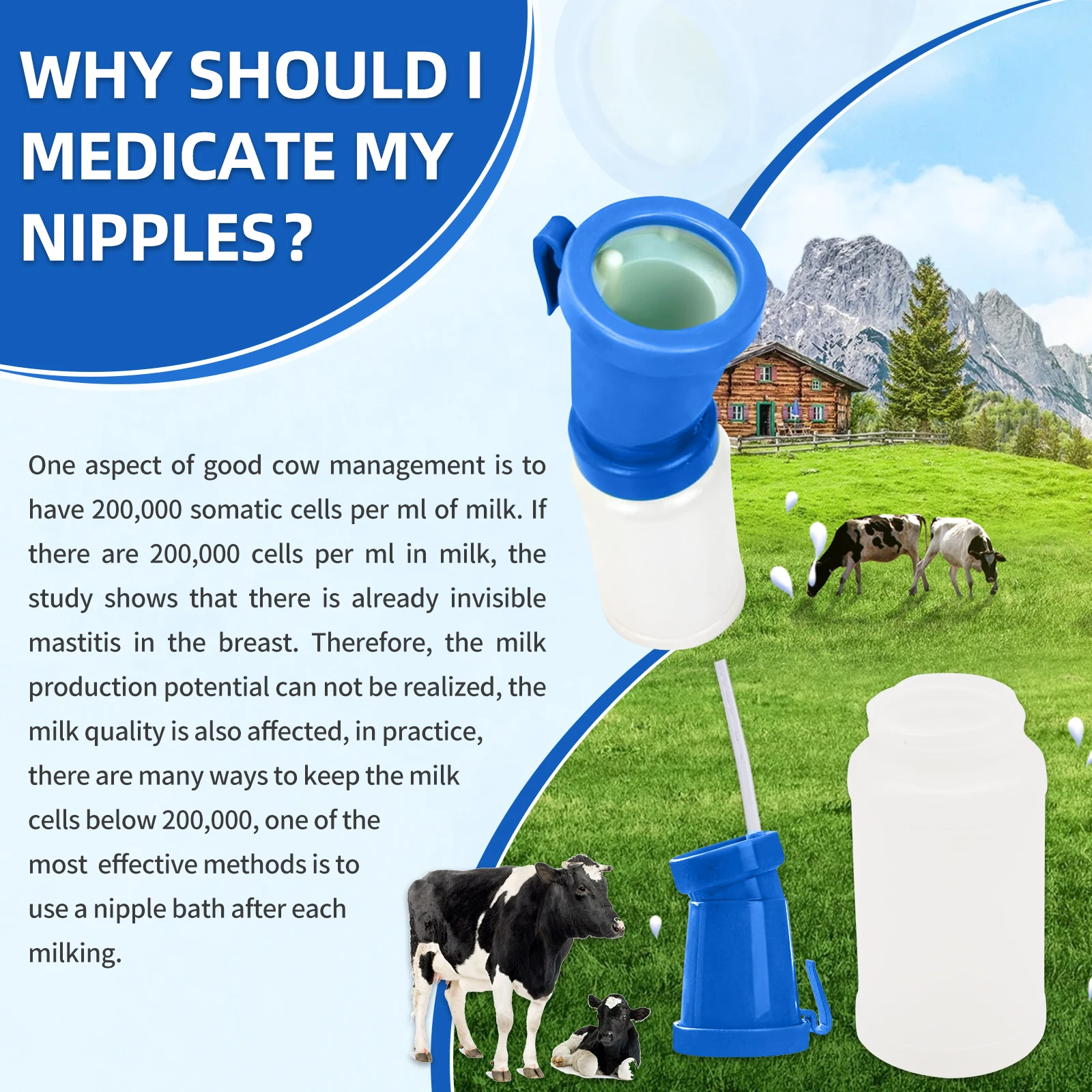 1pc teta dip copo conveniente profissional evitar retorno portátil mamilo limpeza gado suprimentos 300ml copo para cabra vaca