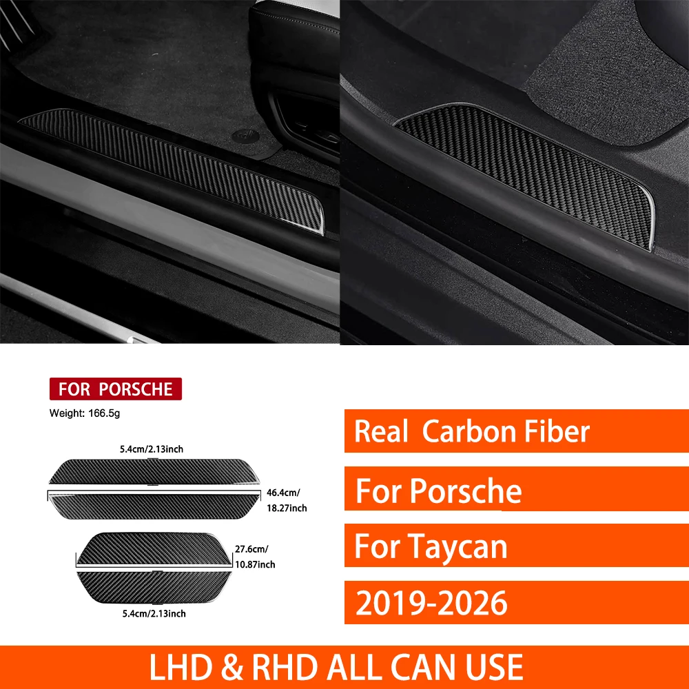 Für Porsche Taycan 2019-2026 Echte Carbon-Faser-Aufkleber Willkommens-Pedal Türschweller-Verkleidung Auto-Zubehör Innenausstattung Dekorativ