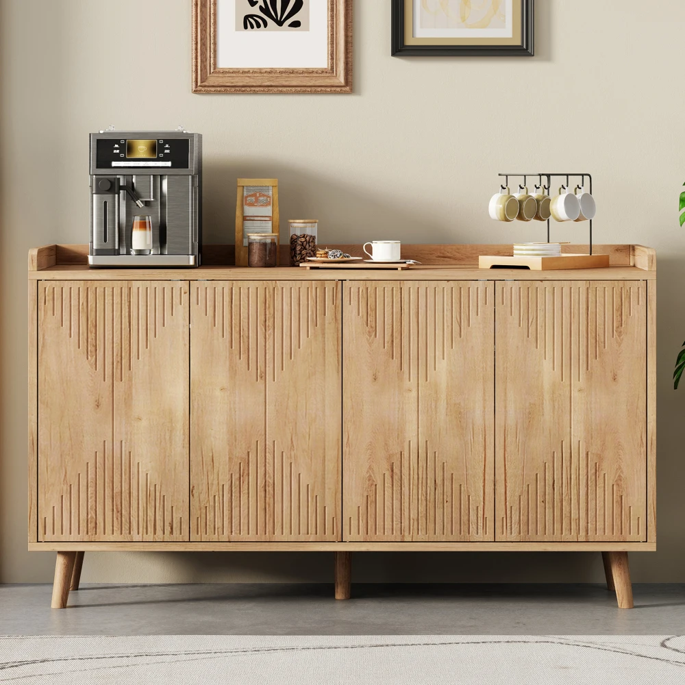 Mobile contenitore con 4 ante e ripiani regolabili, ideale come credenza o mobile da cucina per soggiorno e sala da pranzo, dimensioni 140 x 40 x 84 cm, arredamento per la casa, perfetto per
