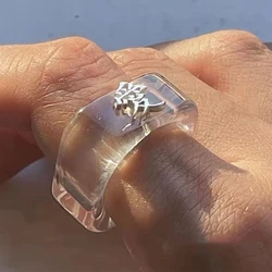 Korea Love Resin Transparent Ring Women Vintage Friendship Gifts Party Punk Ring Love Resin Clear Ring For Women
