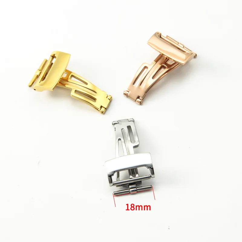 ل AP رويال أوك حزام عالمي 18 مللي متر إكسسوارات الساعة الذهبي الوردي الفضة جلد طبيعي المطاط الساعات مشبك قابل للطي