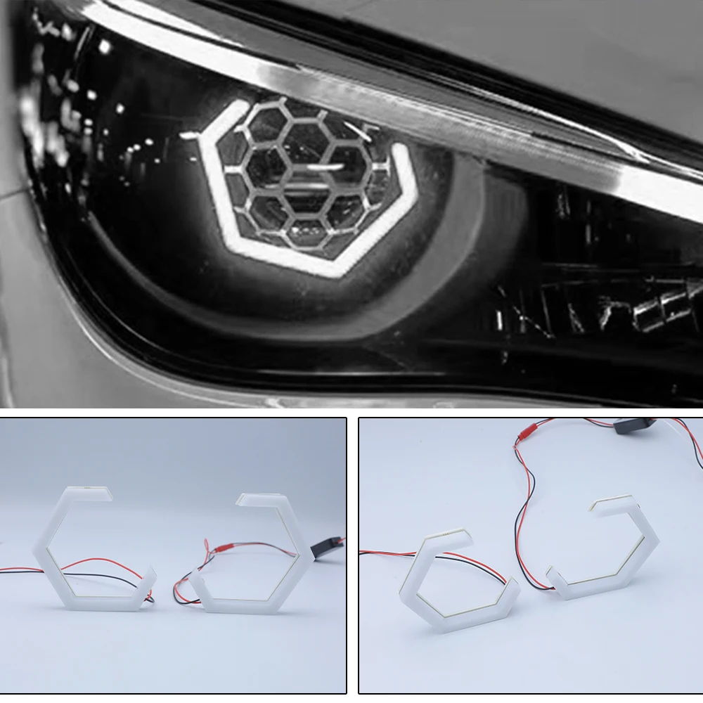 

70mm 80mm 90mm Hexagon LED Angel Eyes Halo Rings Led Headlight Projector Ring Drl 12-24V for Motorcycle Led Bulb Car Accessories