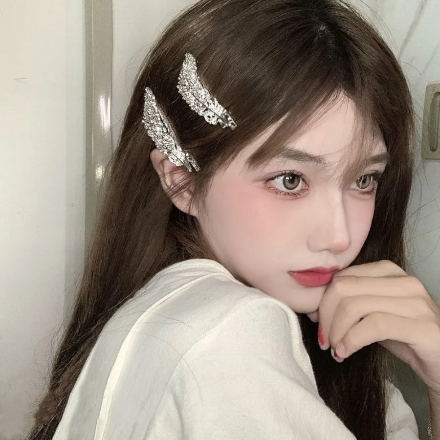 Feather pearl hairpin clip headwear Korean hairpin net red top clip Liu Hai duckbill clip Back head hair jewelry - Detail 1