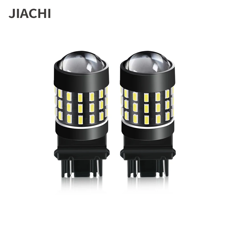 

JIACHI Factory 100PCS Super Bright T25 3157 3156 Led Bulbs Lamp P27W P27/7W Auto Car Stop Turn Signal Brake Light White DC12-24V