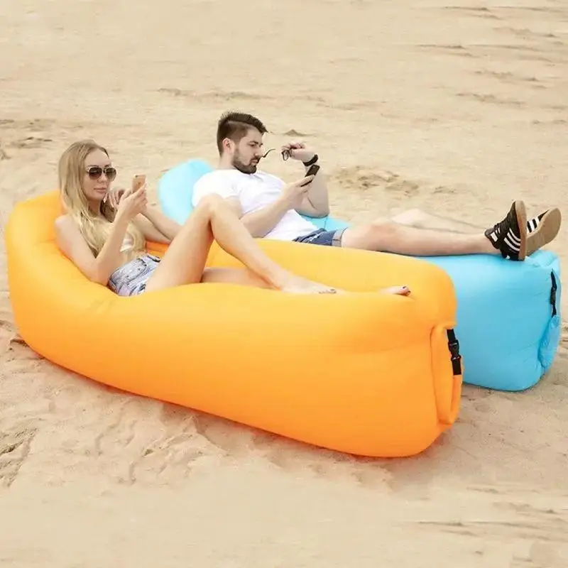 Portable Inflatable Sofa with Storage Bag Multifunctional Foldable Soft and Quick-Inflate Sleeping Bag Couch for Beach Camping