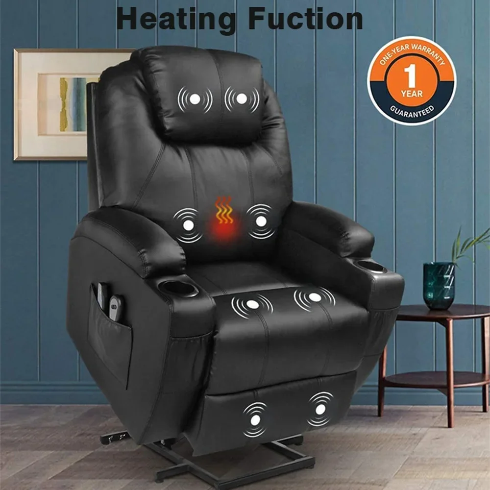 Modern European Style Home Lazy Boy Electric Power Lift Solid Wood Rise Single Lounge Leather Massage Heated Recliner Sofa Chair