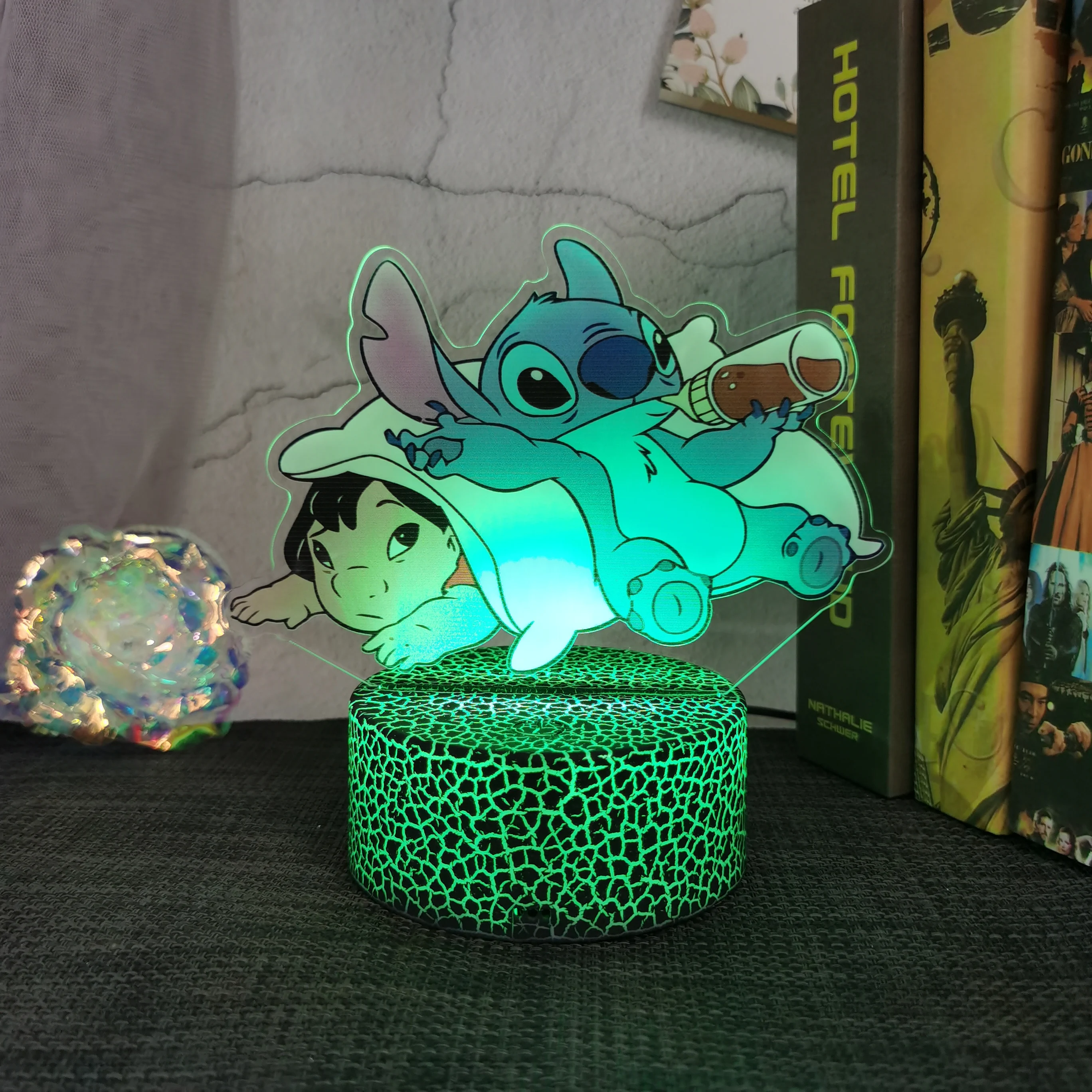 New 3D Stitch Night Lights Illusion Color Lights 16 Color Changes Children\'s Bedroom Decoration Christmas Birthday Gift