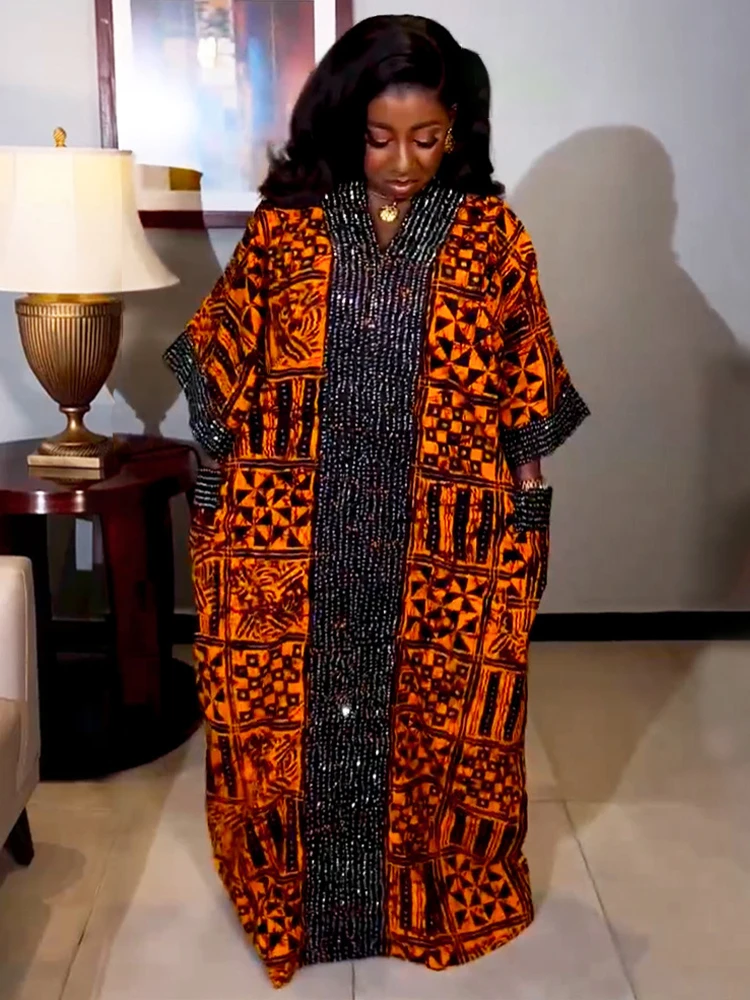 African Wedding Party Plus Size Dresses Women Traditional Dashiki Print Boubou Dubai Muslim Abayas Ladies Clothing Evening Gowns