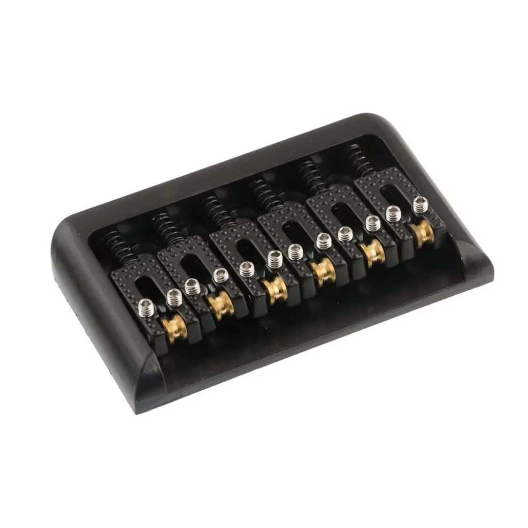 

Metal 6 Strings Fixed Hardtail Electric Guitar Bridge with Roller Saddle Black
