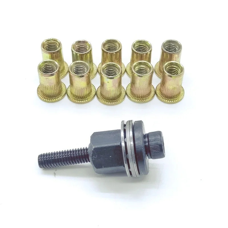 

Hand Rivet Nut Gun Head Nuts Riveter Tool M3 M4 M5 M6 M8 M10 For Rivet Nut Gun Riveting Riveter Tool with 10pcs Steel Nuts