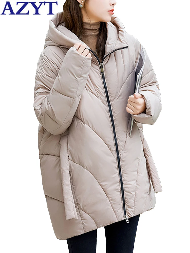 

AZYT Korean Loose Hooded Cotton Padded Jackets Female Thicken Warm Solid Parkas Coat For Women 2022 Casual Outwear Winter Jacket