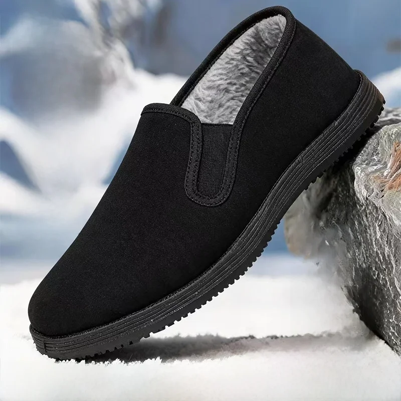 Zapatos de tela de Pekín antiguos con forro polar grueso para mujer, zapatos de trabajo para hotel, calzado antideslizante de...