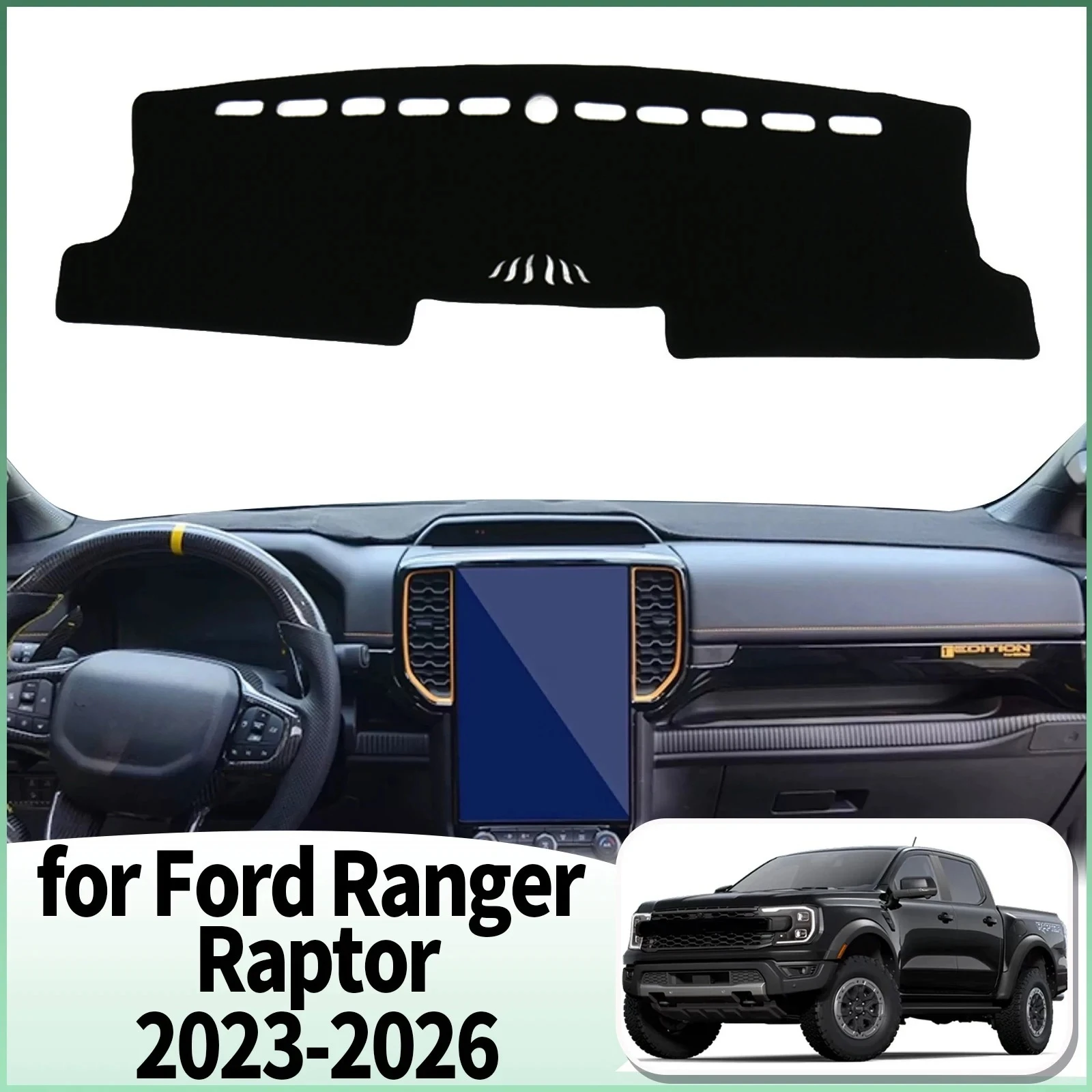 

fit for Ford Ranger Raptor 2023 2024 2025 2026 Car Dashmat Accessories Dashboard Cover Pad DashMat Sunshade Protective Carpet