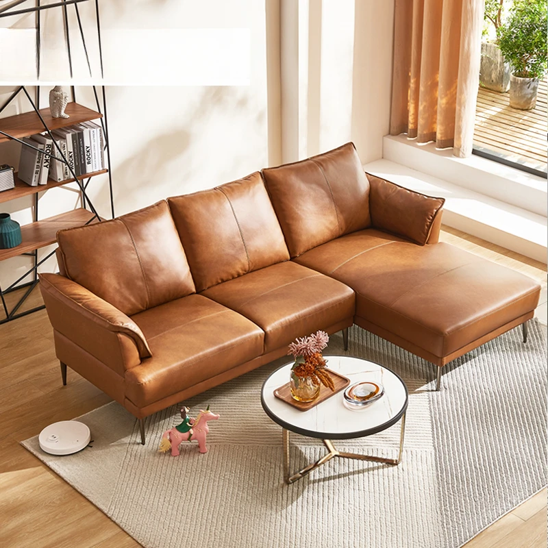 

#Natural leather sofa L shape Corner moder Couch sofa lounge living room sectional sofa set furniture