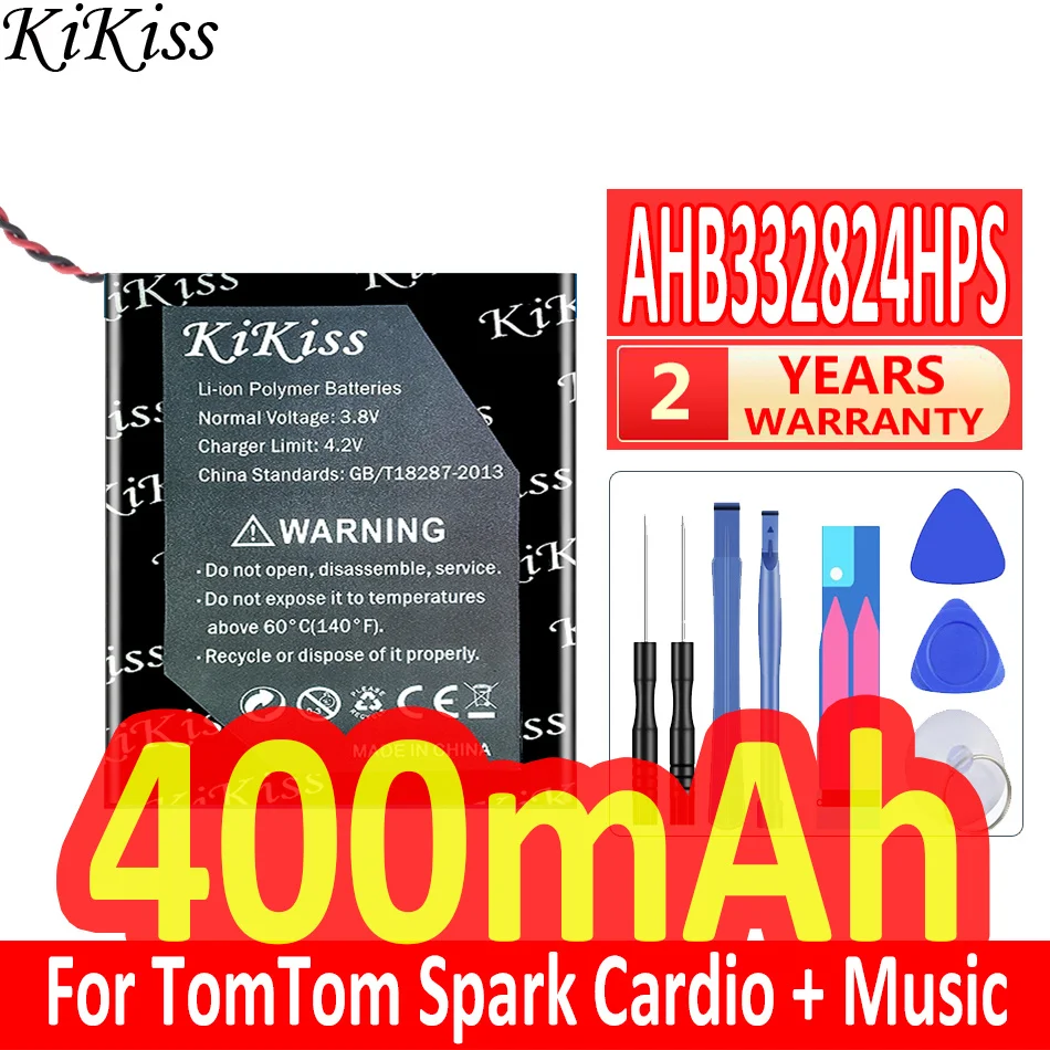 400mAh Sports for Gps Watch Battery AHB332824HPS Fast Charging For Tomtom Spark 3 Cardio + II 2 for Gps 2-Wire