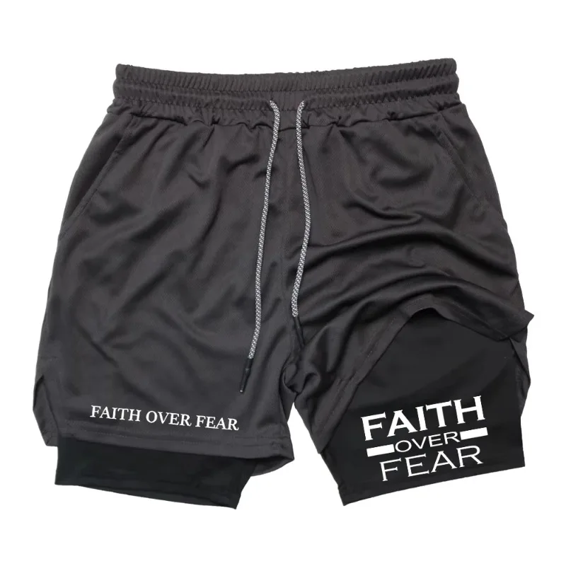 

Компрессионные шорты 2-в-1 для мужчин с карманом для телефона и петлей для полотенца, летние спортивные шорты для тренировок в зале, быстросохнущие, в стиле Harajuku.