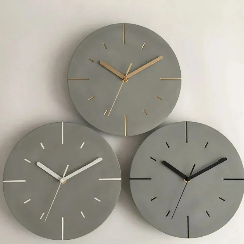 Nordic Simple Cement Wall Clock Creative Living Room Bedroom Clock Concrete Decorative Wall Clock Luxury Home Decor Ornaments