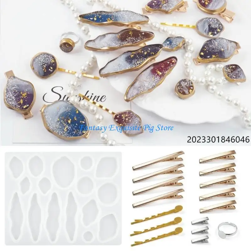 قالب راتنج مشبك الشعر DIY دبوس الشعر الراتنج الحرف صنع المجوهرات الملحقات #5