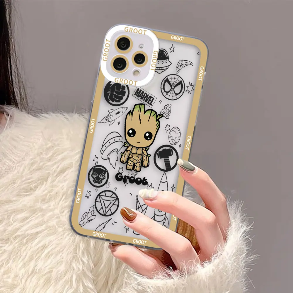 Marvel's Cute Groot Cover Clear Phone Cqoue Case For Samsung A03 A04 A05 A05S A11 S10 S20 S21 S22 S23 FE PLUS ULTRA 5G Case Case