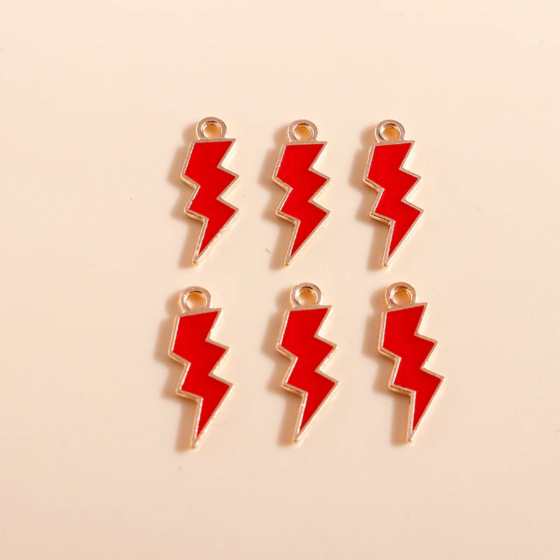 Image 5: Leslie 10 pièces émail coloré Mini Flash foudre breloques pendentifs pour colliers Bracelets bricolage fabrication de bijoux accessoires