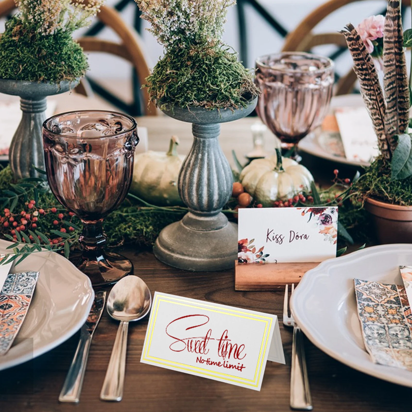 

60 pcs Place Cards Paper Table Name Card Thick Smooth Writing Seat Cards For Wedding Banquet Party Bronzing Edge