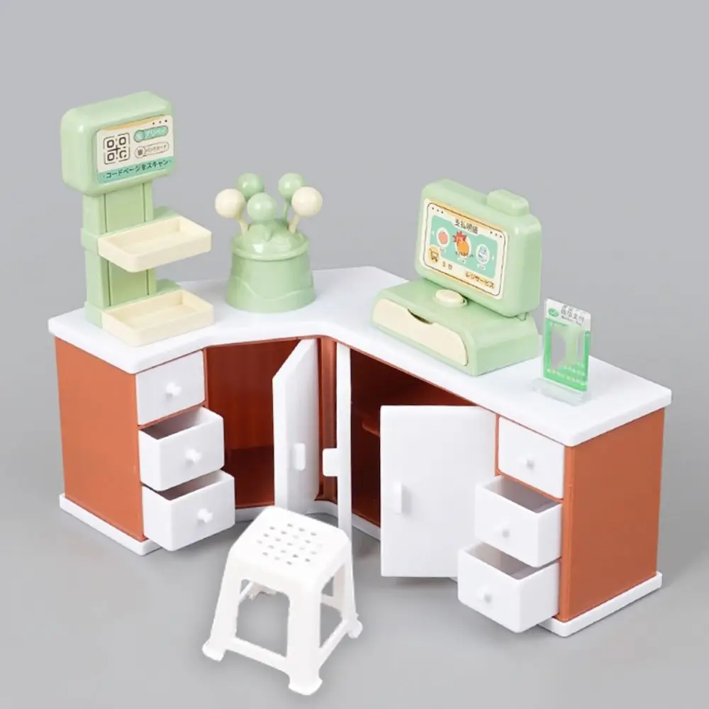 Reutilizável Dollhouse Miniature Cash Register, Caixa Contador, Supermercado Brinquedos Simulação, Pirulito Snack Rack, Snack Contador