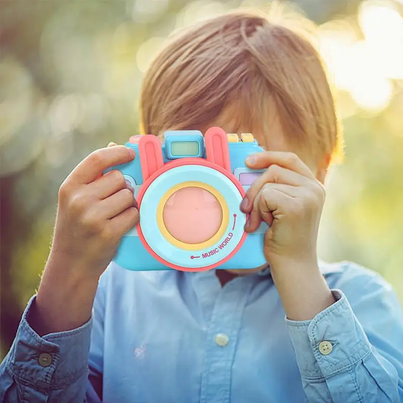 Cámara de juguete de dibujos animados, cámara simulada creativa, dispositivo de educación temprana colorido, cámara interactiva para niños de 3 años, promoción