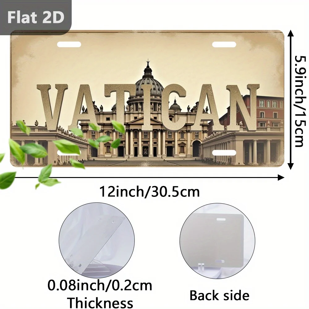 Vintage Tin Sign Vatican Basilica 2D Flat Outdoor Wall Decor Metal Plaque 12x5.9in Halloween Christmas Gift