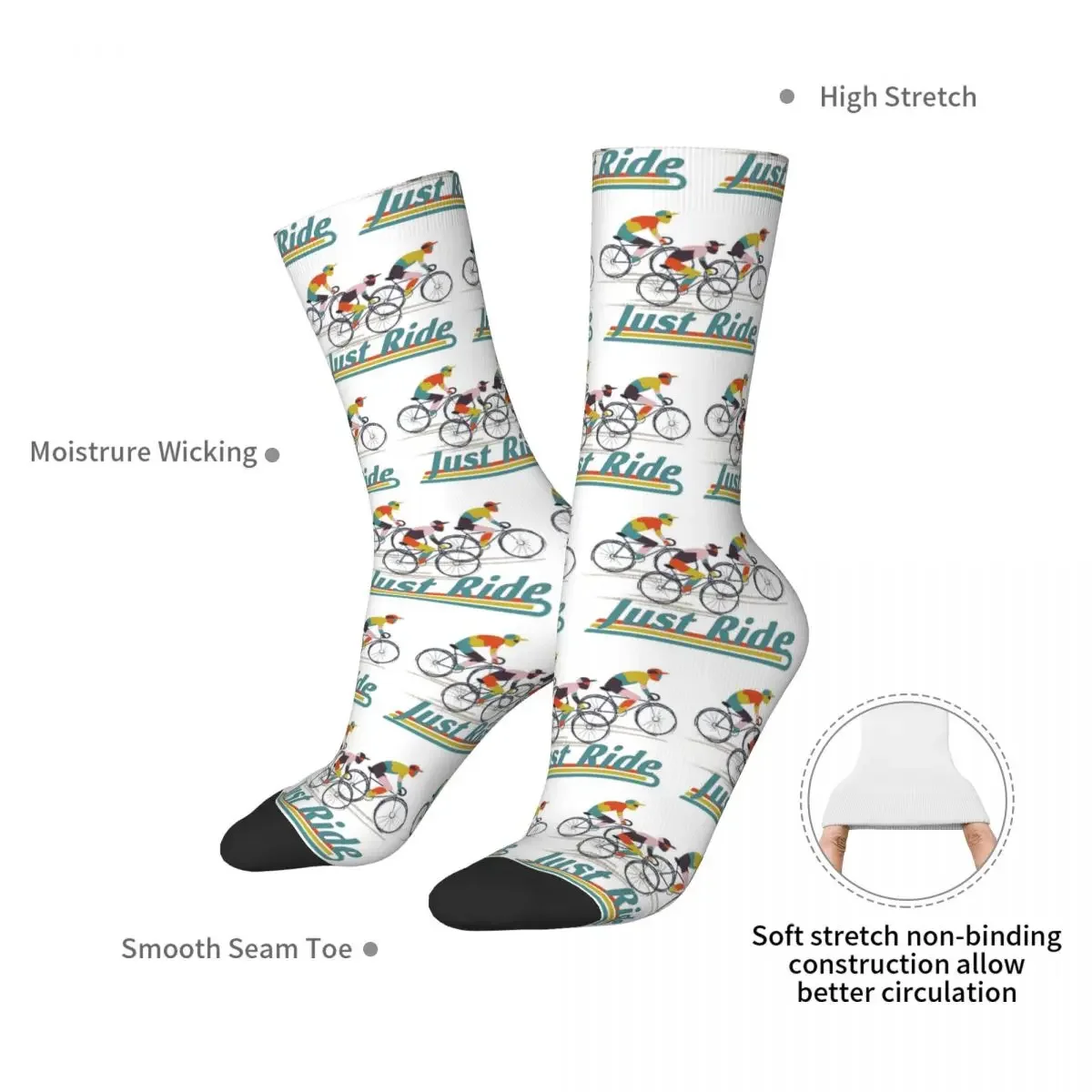 Ride To P1-Chaussettes Harajuku sulfToutes Saisons pour Homme et Femme, Bas de Haute Qualité, Accessoires pour Cadeau d'Anniversaire