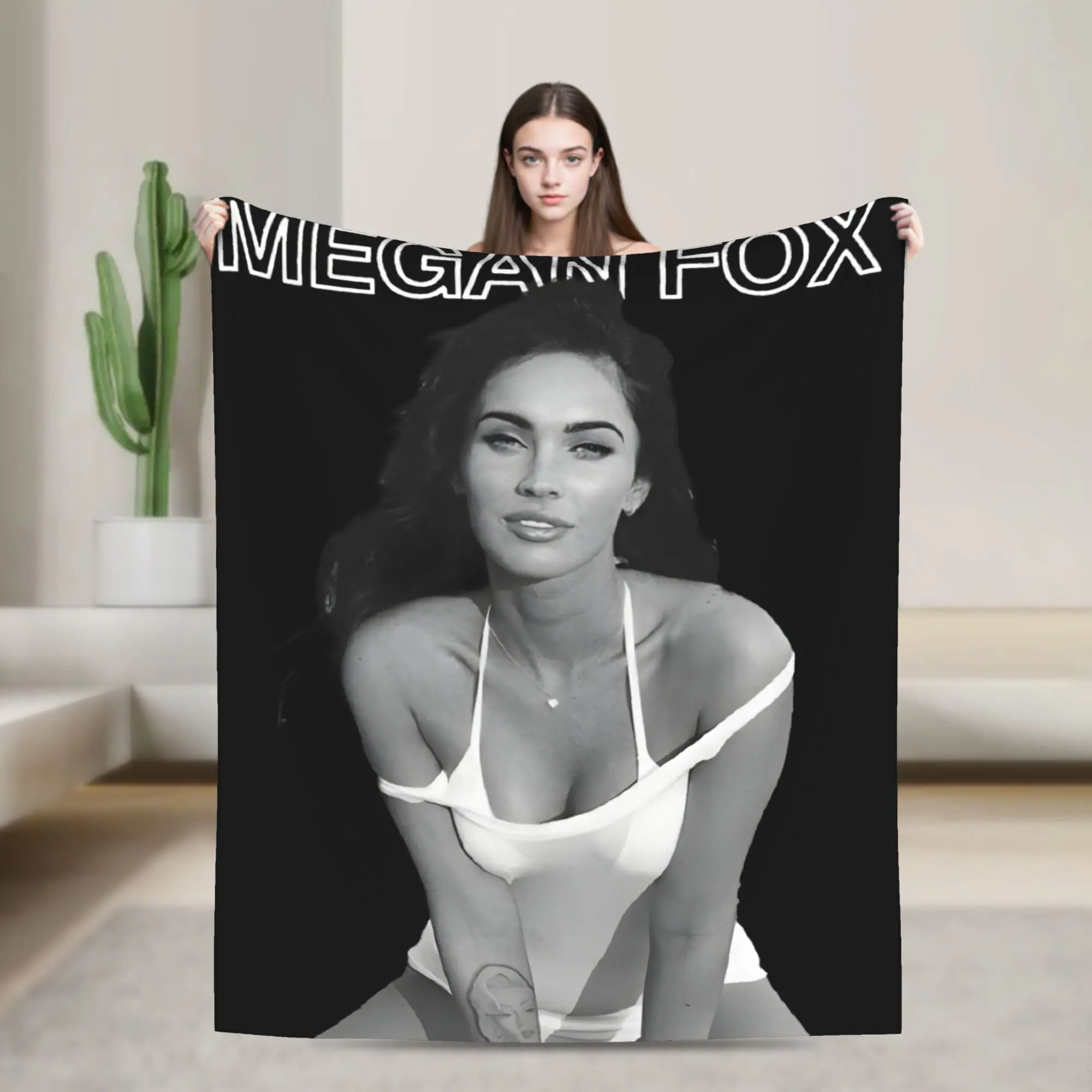 Megan Fox Aura Blanket  Wool Funny Breathable Throw Blankets for Chair Covering Sofa Textile Decor