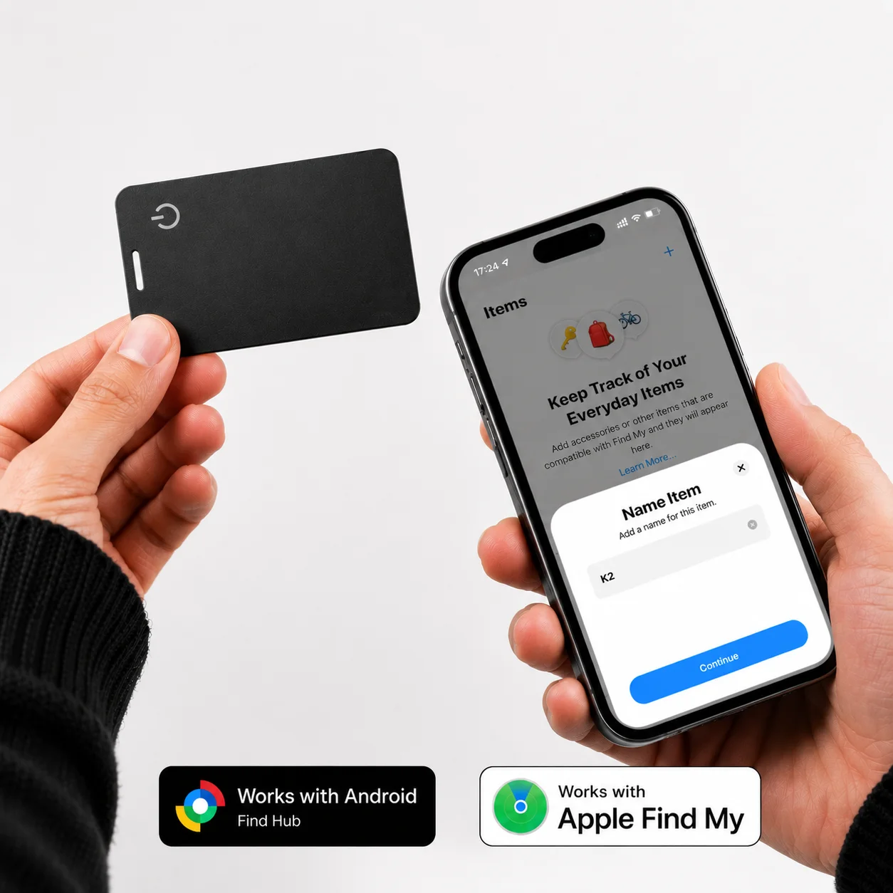 Wireless Charging Wallet Tracker Card Android & iOS, Find My | Wireless Charging, Ultra-Thin; IP68 Waterproof