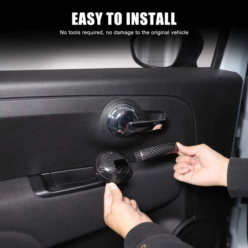 

For Fiat 500 2010-2024 Real Carbon Fiber Car Inside Handle Panel Frame Cover Trim Interior Car Accessories