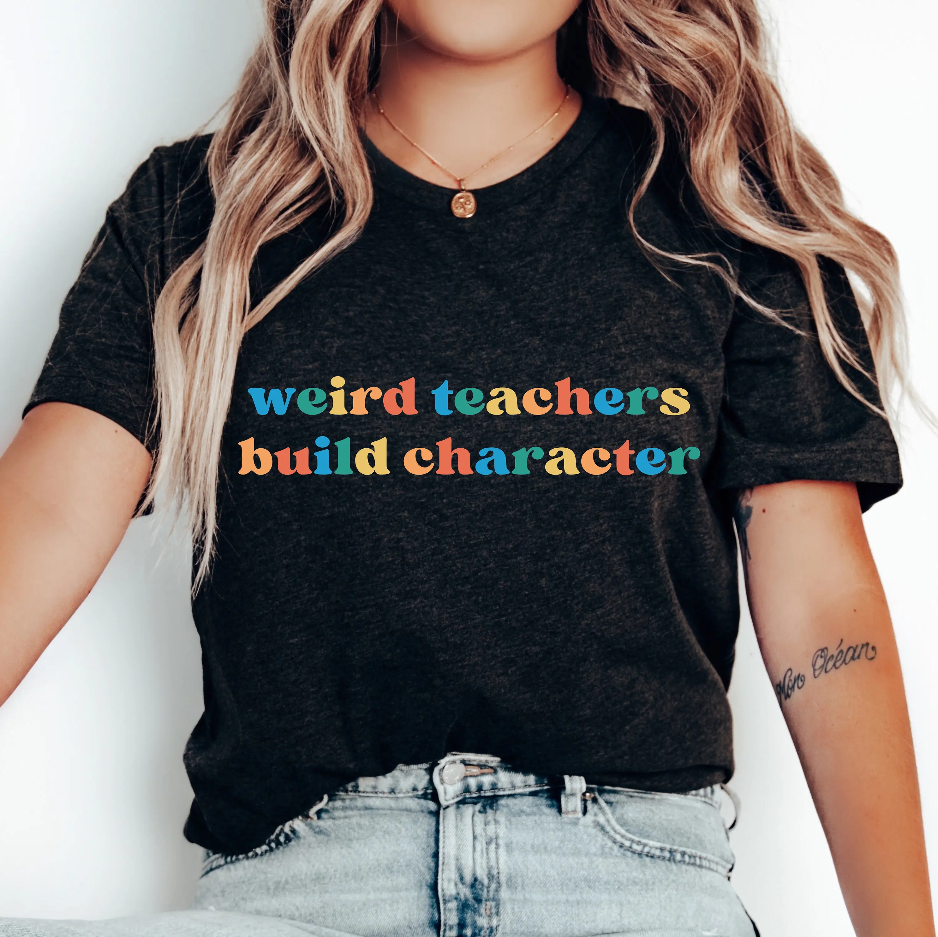 Weird Teachers Build Character T Shirt Funny Teacher Appreciation Back To School Cool