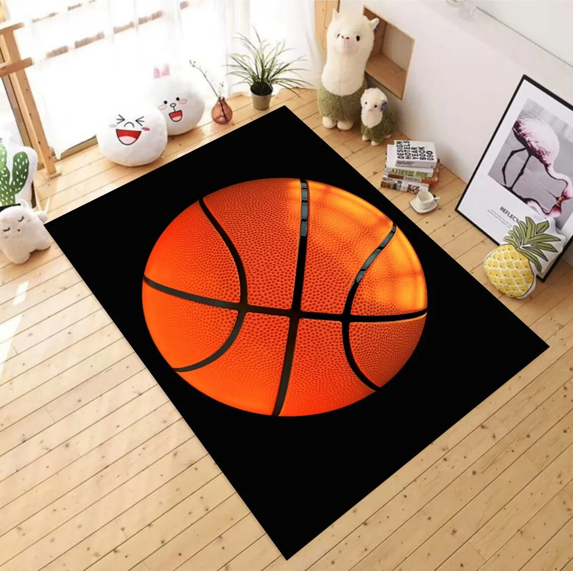 

3D Basketball Rug,Sport Carpet GirlBoy Room Rug,For Living Room Rug,Non Slip Floor Carpet,Teen's Rug,Kid's Room Rug