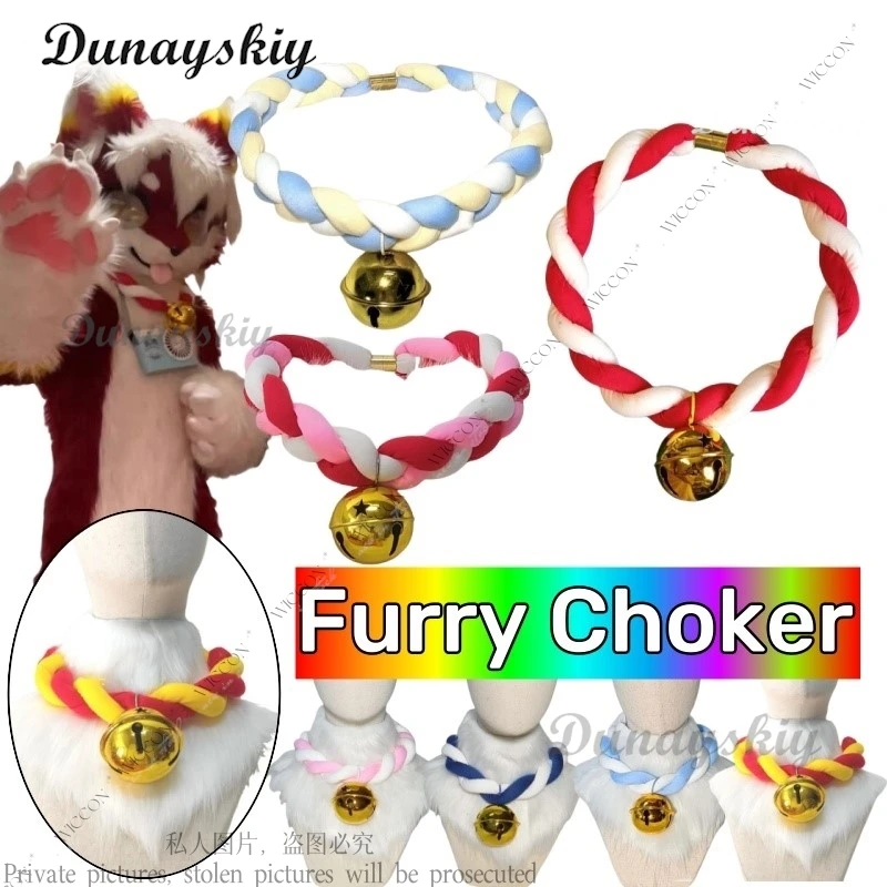 Furry Choker Animal Costume Animal Cub Collar Fursuit Kigurumi Two Color Three Color Twist Collar Daily Outfit Role PLay Gift