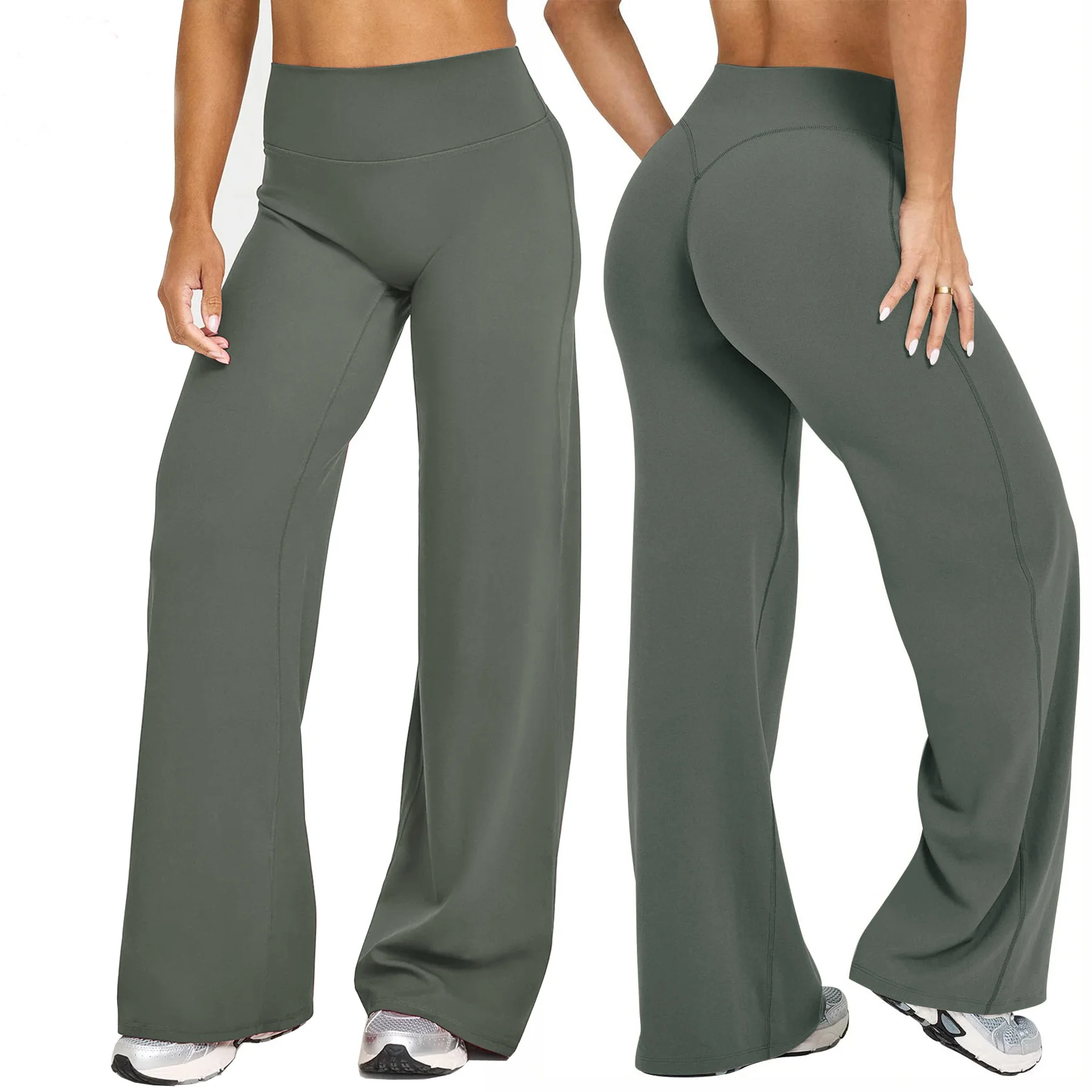 

Straight-Leg Pants Ultra Soft Butter Fabric Women's Mid-Waist Yoga Pants Gym Naked Feel Pilates Running Sport Trousers